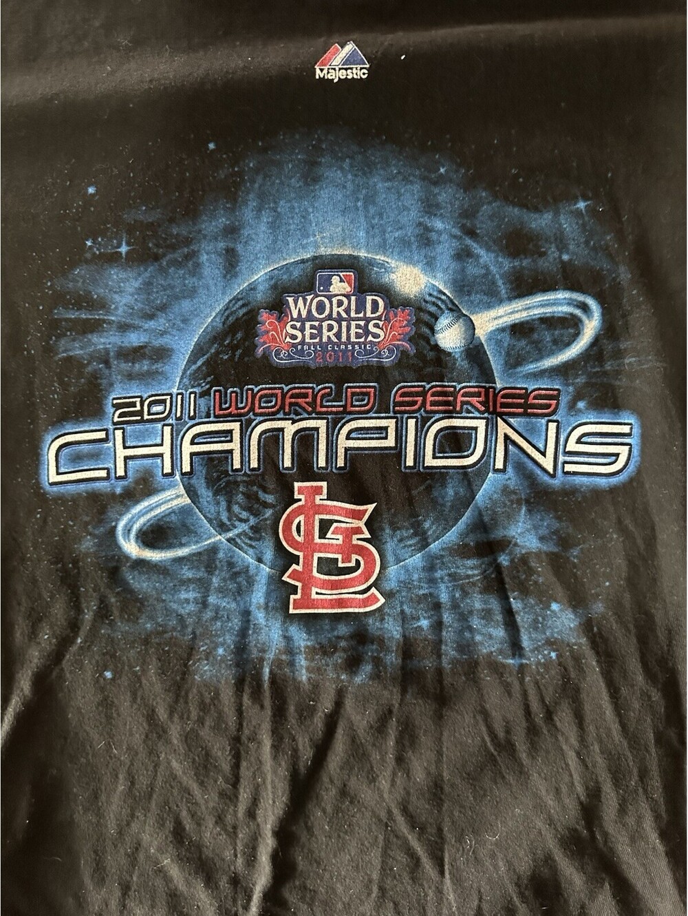 2011 St Louis Cardinals World Series Champions Majestic Double Sided Tee M MLB